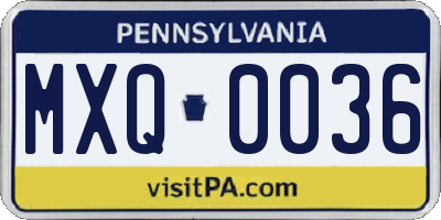 PA license plate MXQ0036