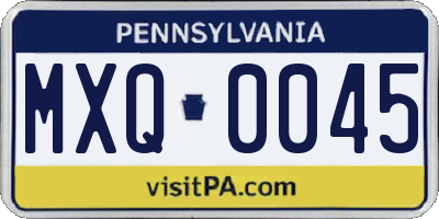 PA license plate MXQ0045