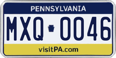 PA license plate MXQ0046