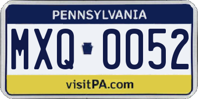 PA license plate MXQ0052