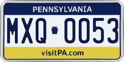 PA license plate MXQ0053
