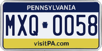 PA license plate MXQ0058