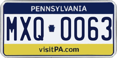 PA license plate MXQ0063