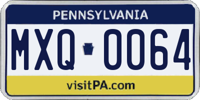 PA license plate MXQ0064