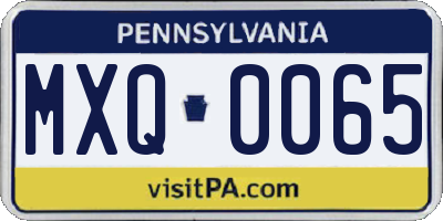 PA license plate MXQ0065