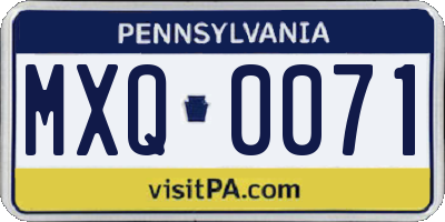 PA license plate MXQ0071