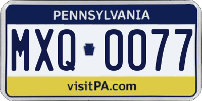 PA license plate MXQ0077