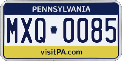 PA license plate MXQ0085