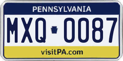 PA license plate MXQ0087
