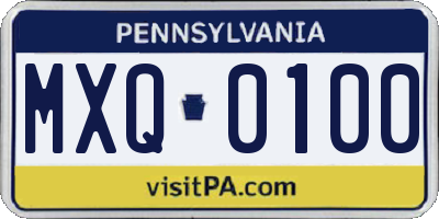 PA license plate MXQ0100