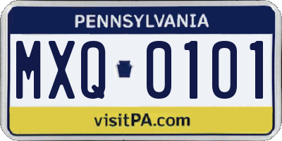 PA license plate MXQ0101