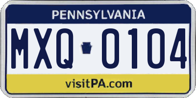 PA license plate MXQ0104
