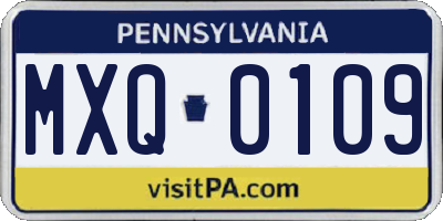 PA license plate MXQ0109