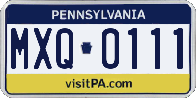 PA license plate MXQ0111