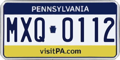PA license plate MXQ0112