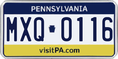 PA license plate MXQ0116