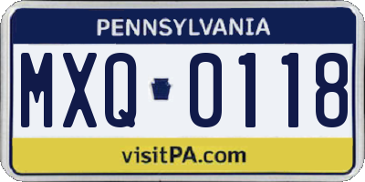 PA license plate MXQ0118