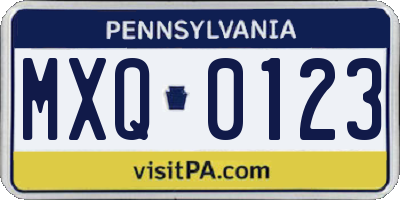 PA license plate MXQ0123