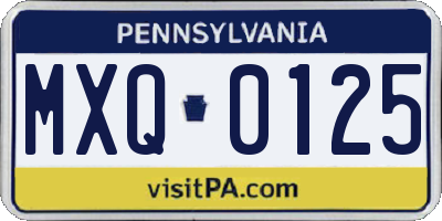 PA license plate MXQ0125