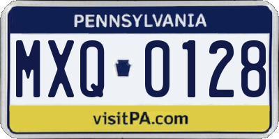 PA license plate MXQ0128