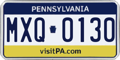 PA license plate MXQ0130