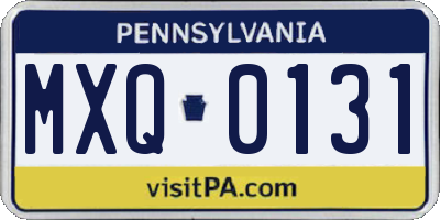 PA license plate MXQ0131