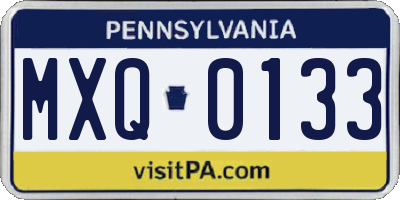 PA license plate MXQ0133