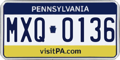 PA license plate MXQ0136