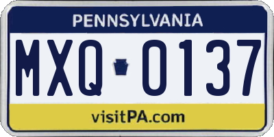 PA license plate MXQ0137