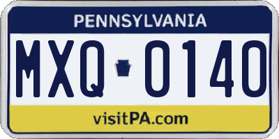 PA license plate MXQ0140