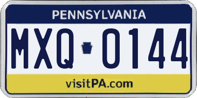 PA license plate MXQ0144