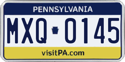 PA license plate MXQ0145