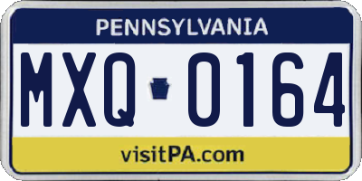 PA license plate MXQ0164