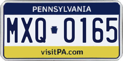 PA license plate MXQ0165