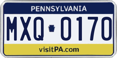 PA license plate MXQ0170