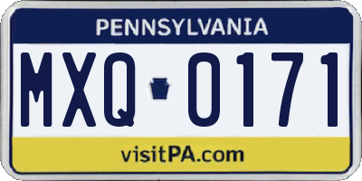 PA license plate MXQ0171