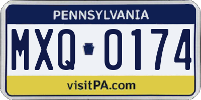 PA license plate MXQ0174