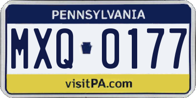 PA license plate MXQ0177