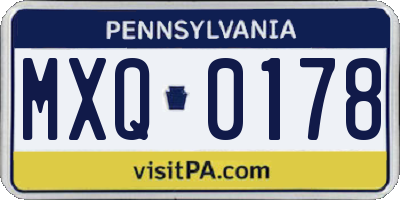 PA license plate MXQ0178