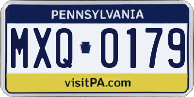 PA license plate MXQ0179