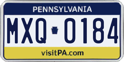 PA license plate MXQ0184