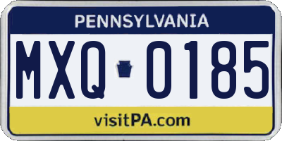 PA license plate MXQ0185