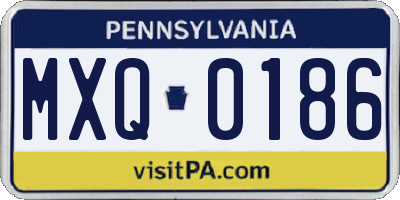PA license plate MXQ0186