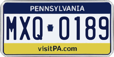 PA license plate MXQ0189