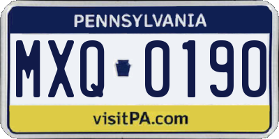 PA license plate MXQ0190