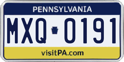PA license plate MXQ0191