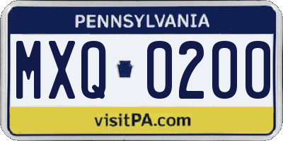 PA license plate MXQ0200