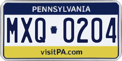 PA license plate MXQ0204