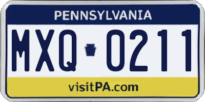 PA license plate MXQ0211