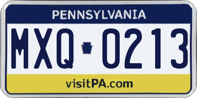 PA license plate MXQ0213